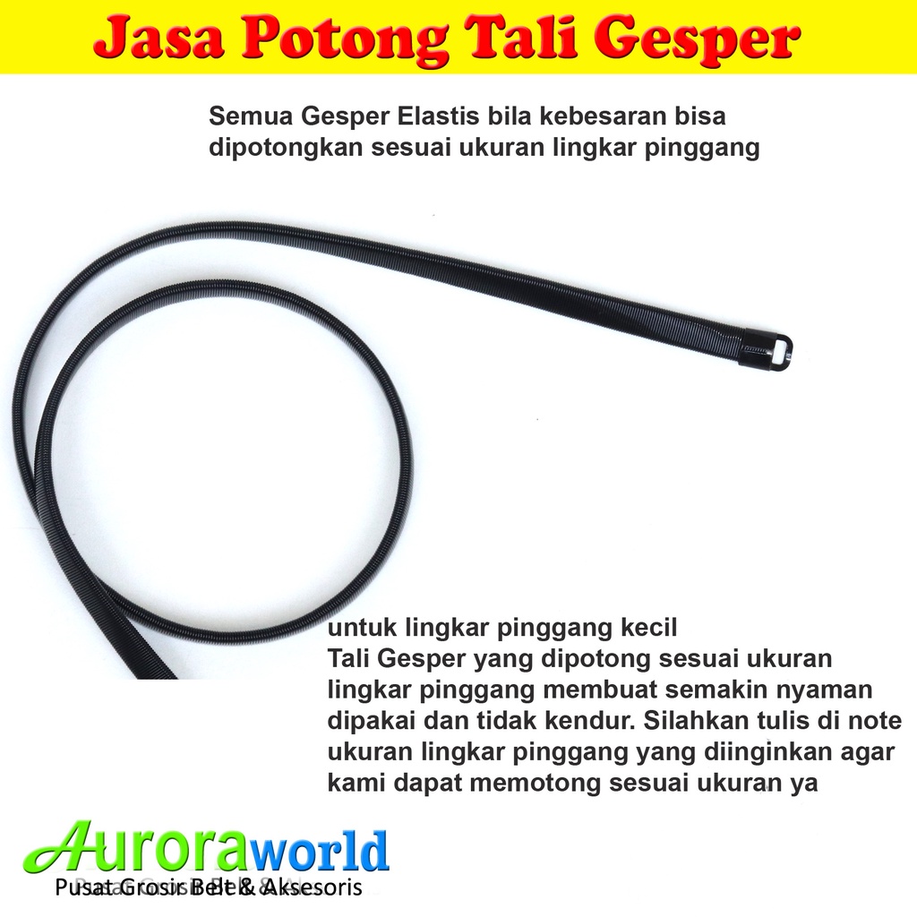 Jasa Potong / Pendekan Tali Gesper elastis sehingga bisa dipakai untuk lingkar pinggang kecil atau bisa digunakan juga untuk anak anak