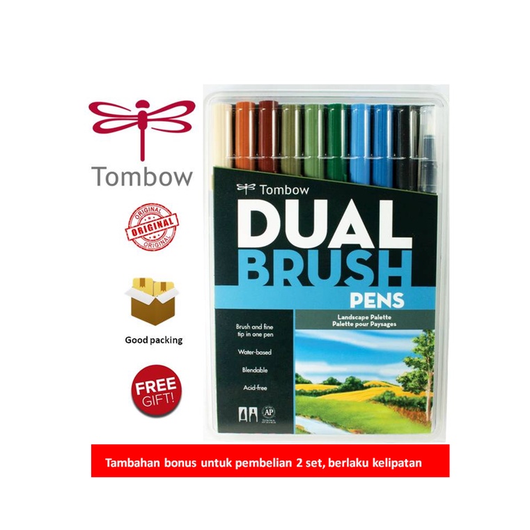 Jual Tombow Dual Brush Pen Abt Landscape Palette Set 10 Colors Shopee Indonesia