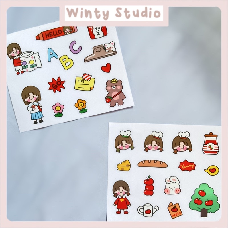 

1Pc Sticker MURAH PET Cute Cartoon Girl Stiker Hias Jurnal Stiker Box - B0003