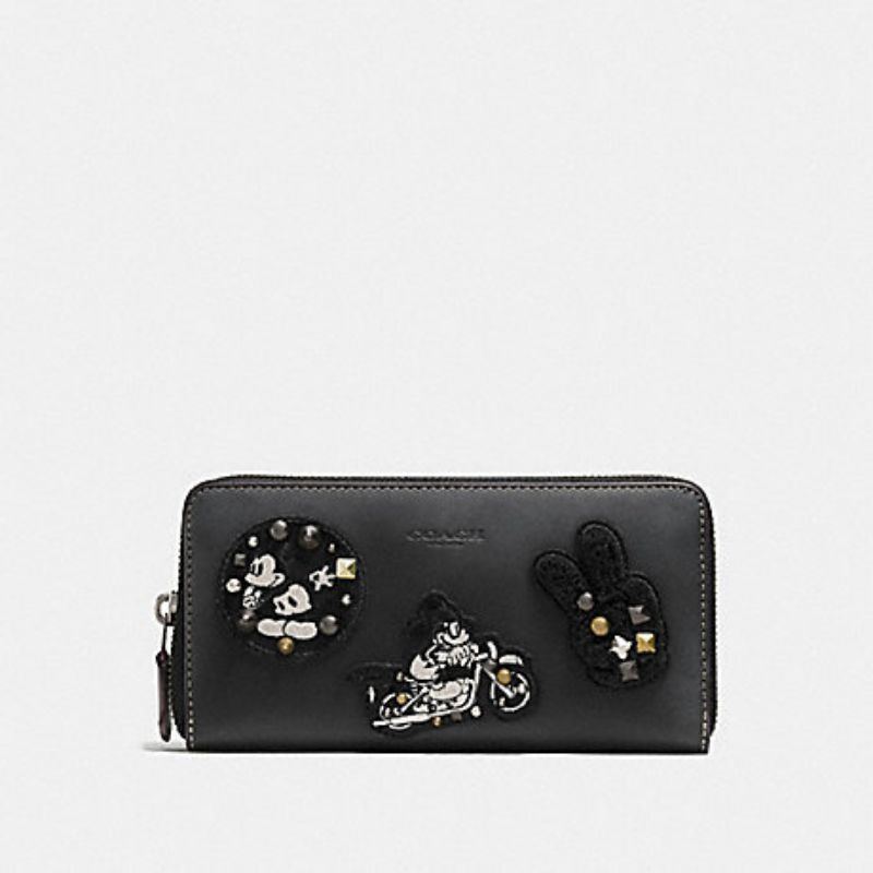 Coach Accordion Zip Wallet In Glove Cald Leather With Mickey Patches(F59340)