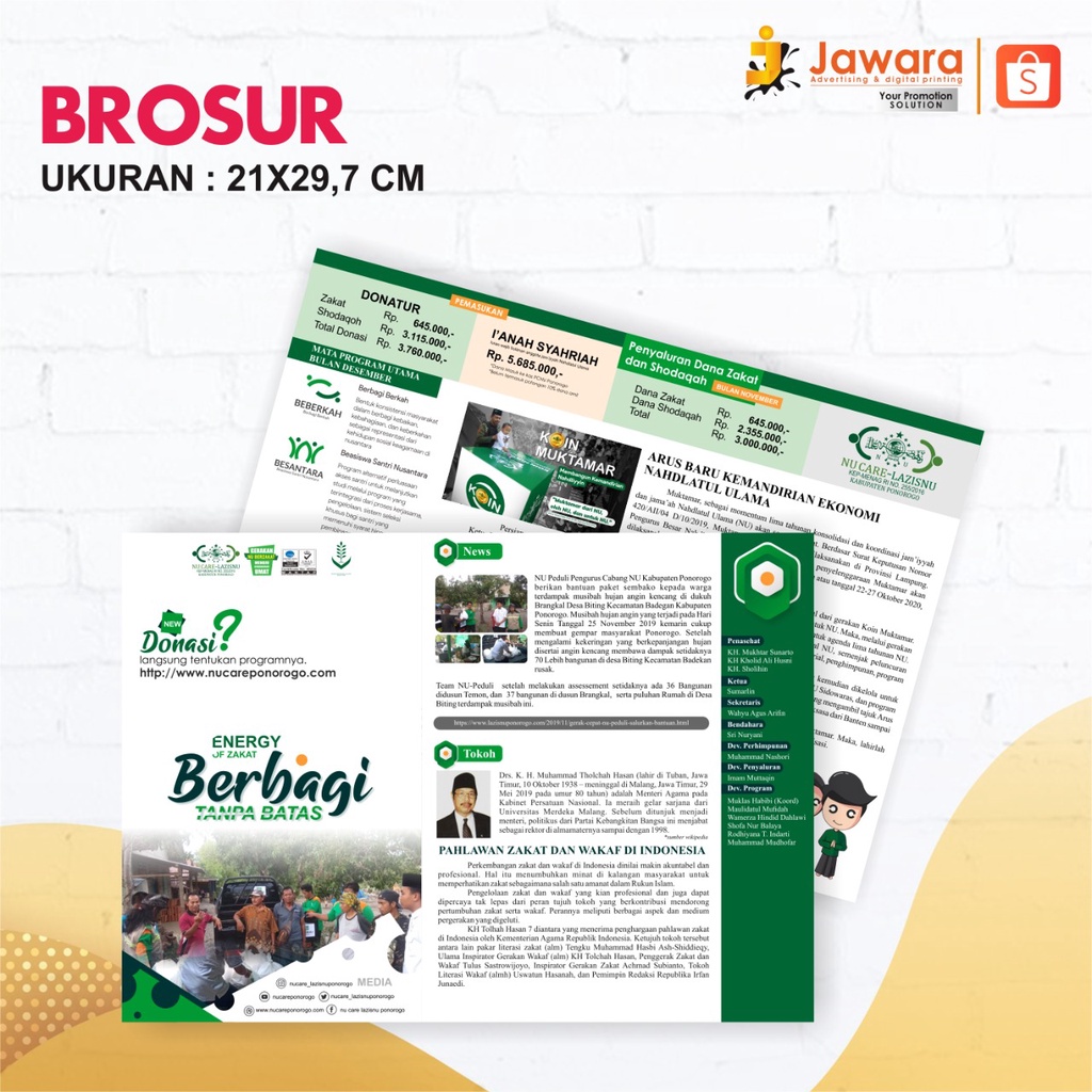 A4 Brosur Sekolah/ Bimbel / LesPrivat / Kantor / Puskesmas / Flayer Leaflet 21 X 29,7 cm PONOROGO,MA