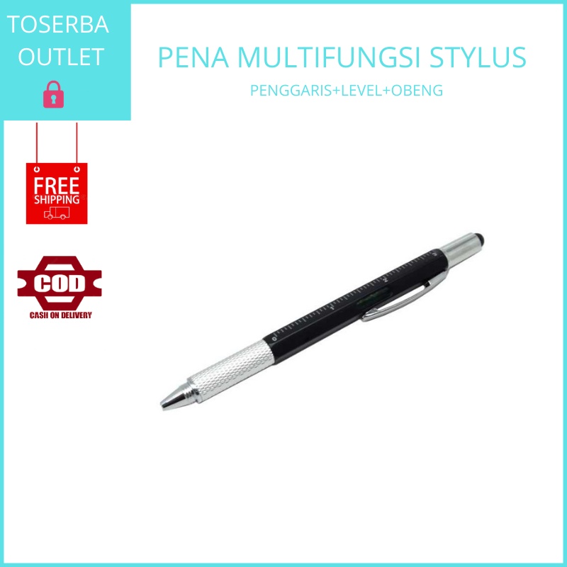

Pena Multifungsi Stylus + Penggaris + Level + Obeng