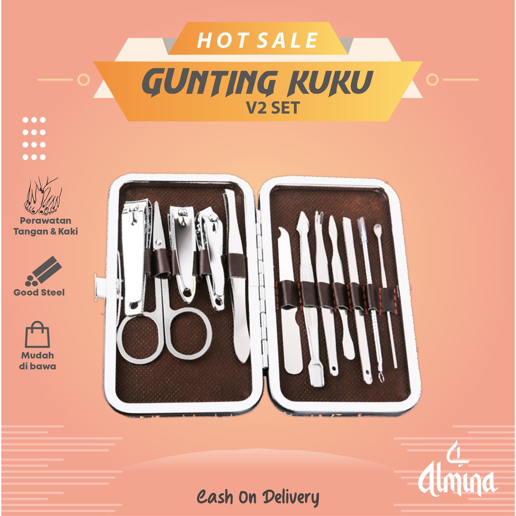 Gunting Kuku Pedicure Manicure Nail Art Set 12 Almina