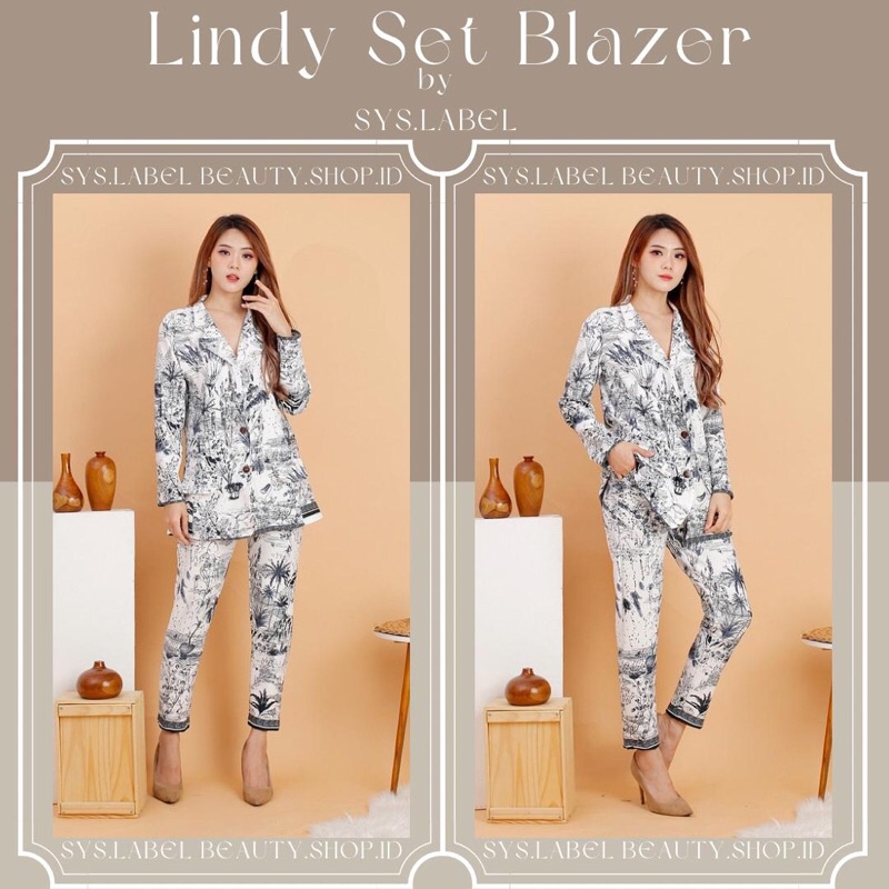 Lindy Set Blazer Premium by SYS.LABEL - One Set Blazer + Pants Motif - Setelan Blazer F5