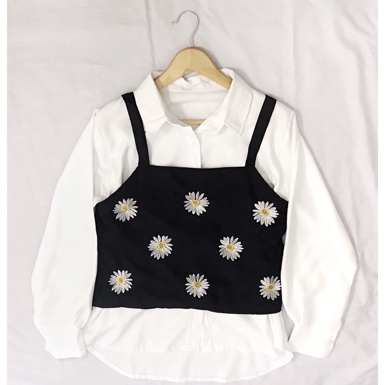 TANKTOP BLACK FLOWERS | TANKTOP LUARAN WANITA | KOREAN TANKTOP