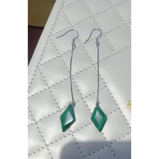 SALE Anting Perak 925 dengan Batu Natural Malachite, Natural Malachite Stone