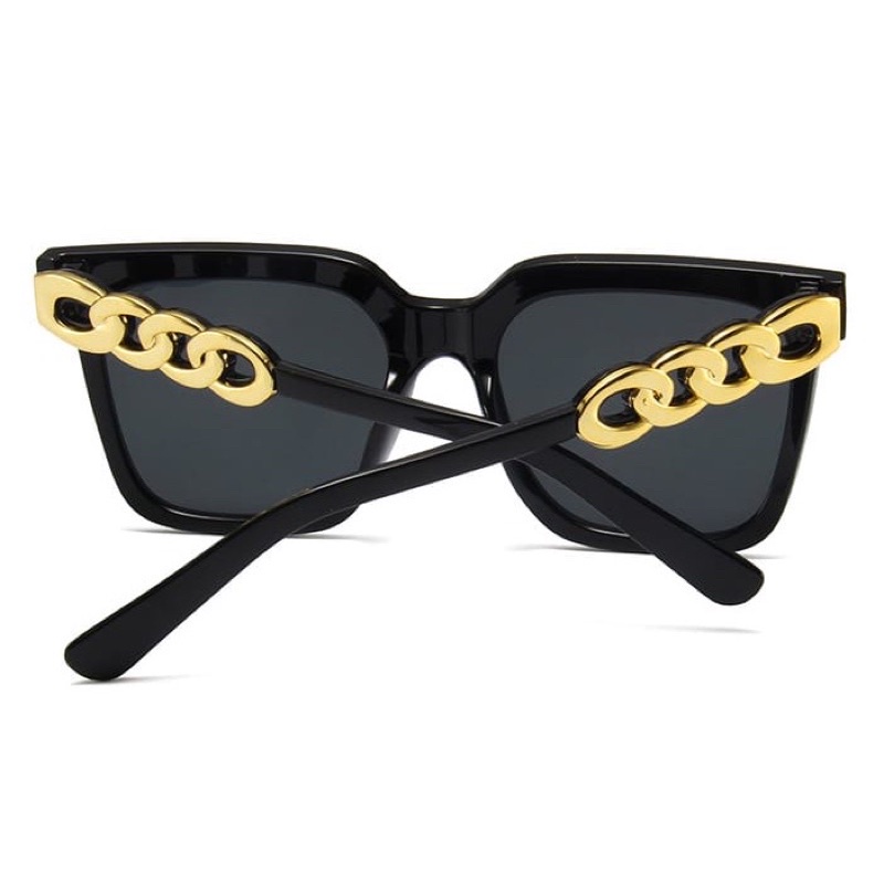 Chain Sunglasses | Kacamata Hitam wanita bingkai motif rantai import Kacamata kotak Persegi Big Frame Kacamata Fashion Import