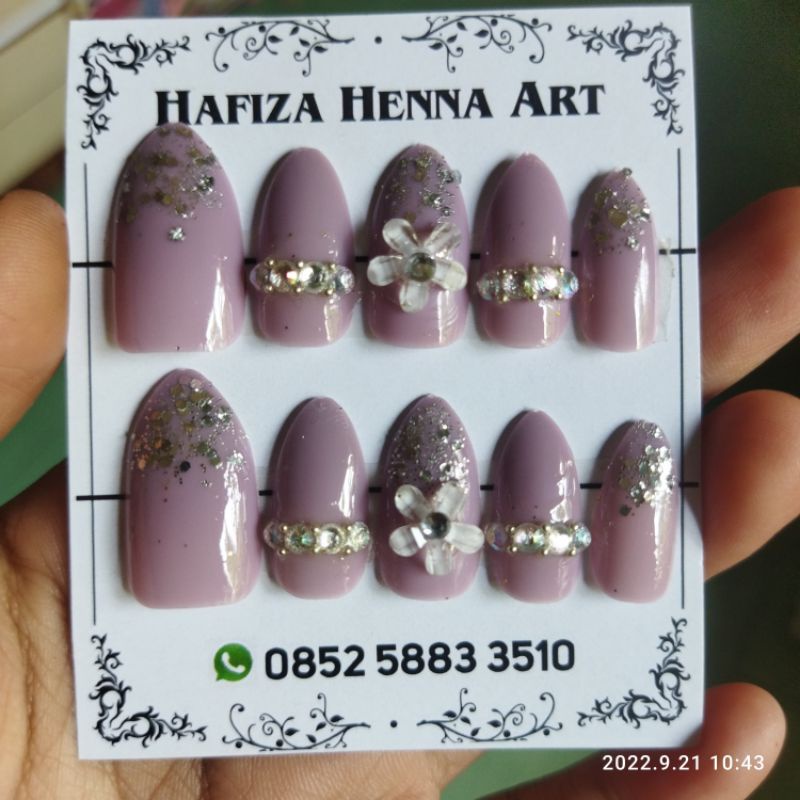 PROMO kuku palsu lilac cantik fre lem