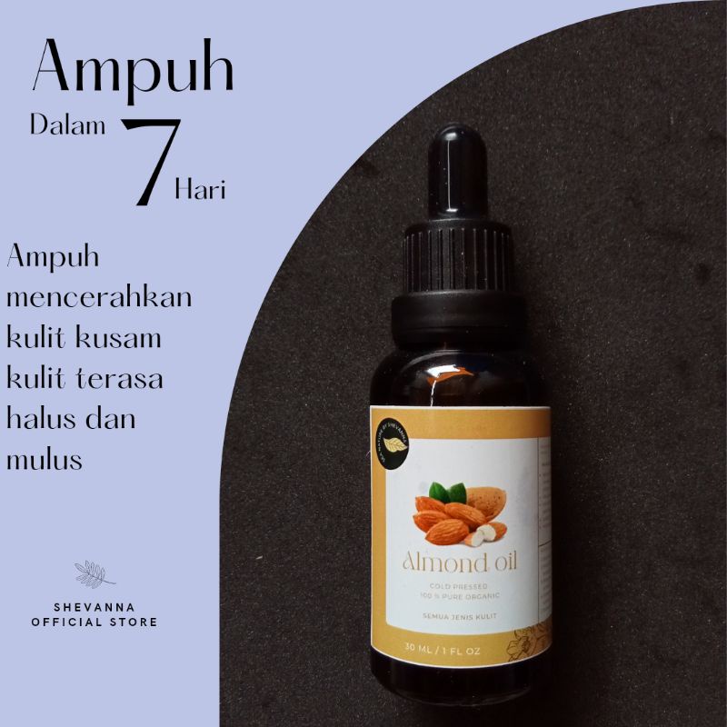 SWEET ALMOND OIL (minyak almond) face oil /serum glowing/merevitalisasi dan meremajakan kulit/kulit terasa elastis dan halus/memperbaiki dan meratakan warna kulit/ 100% organic sea nature