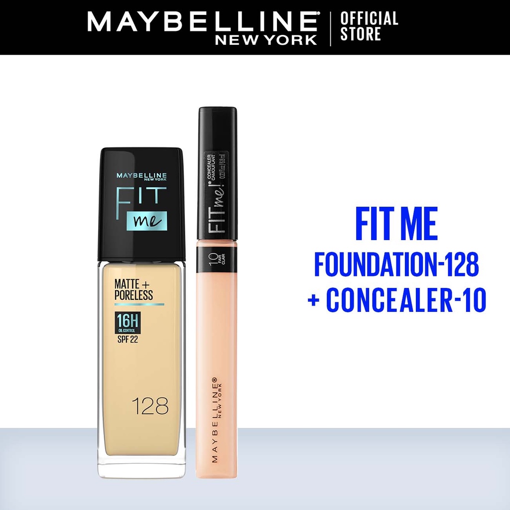 Maybelline Fit Me! Matte + Poreless Liquid Foundation Warm Nude 128 & Concealer Light 10