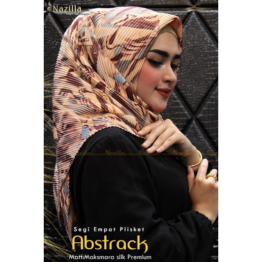 Jilbab Segi Empat Motif Plisket Polycatton Ori Nazilla-Abstrak Milo