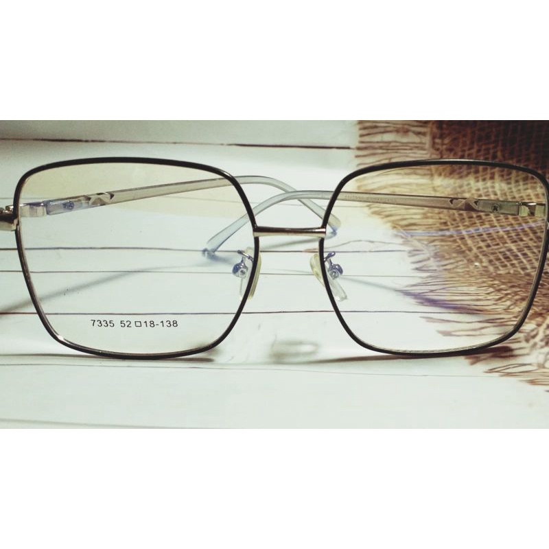 frame kacamata kotak besi silver minus/normal