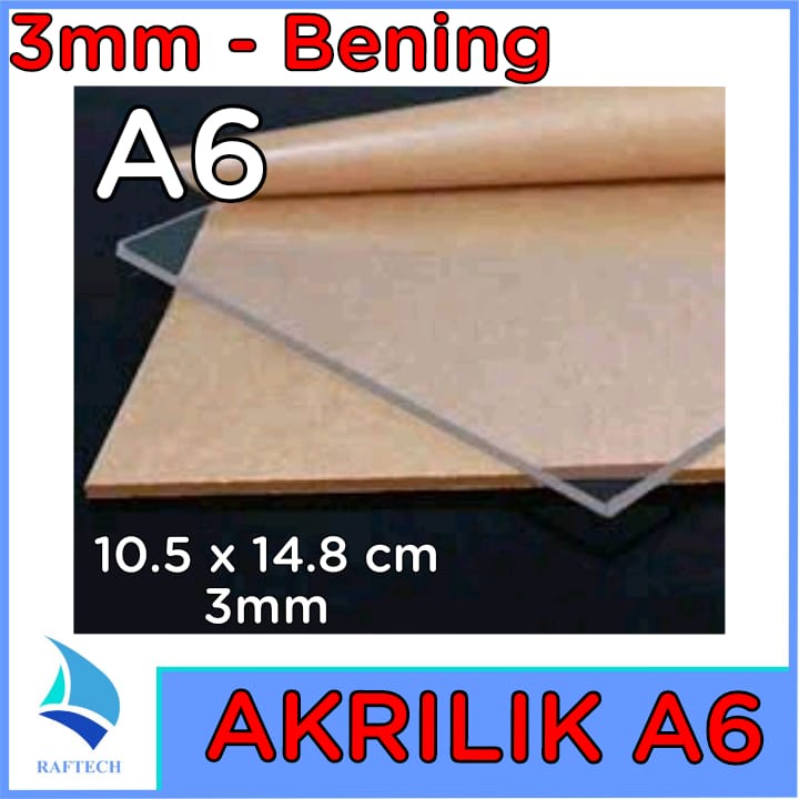 Akrilik A6 Lembaran 3mm Acrylic 3 mm Bening Transparan Marga Cipta