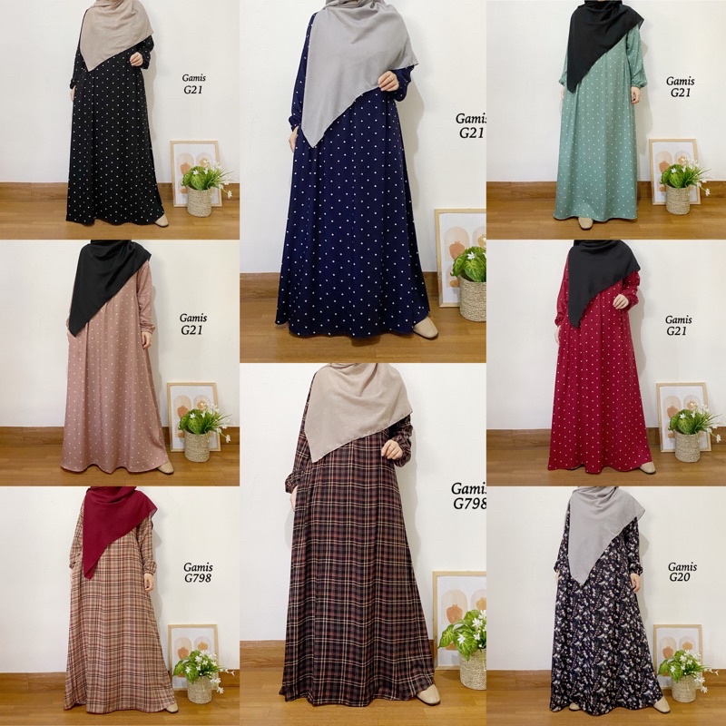 [bisa COD] gamis syari motif bahan katun rayon adem, jatuh, halus