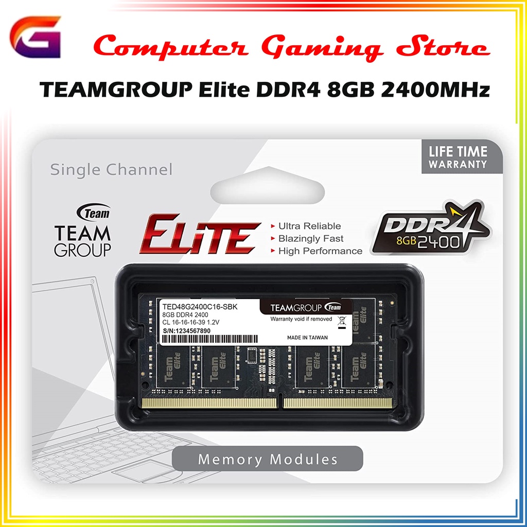 Team Elite 8GB 2400mhz DDR4 Sodimm Ram For Laptop