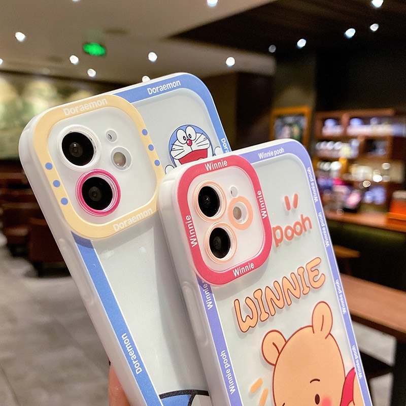 Soft Case Silikon Transparan Motif Kartun Beruang / Doraemon Untuk OPPO Reno 6 Pro 5Z 5F 5 Lite F7X F9 F19 Pro Plus