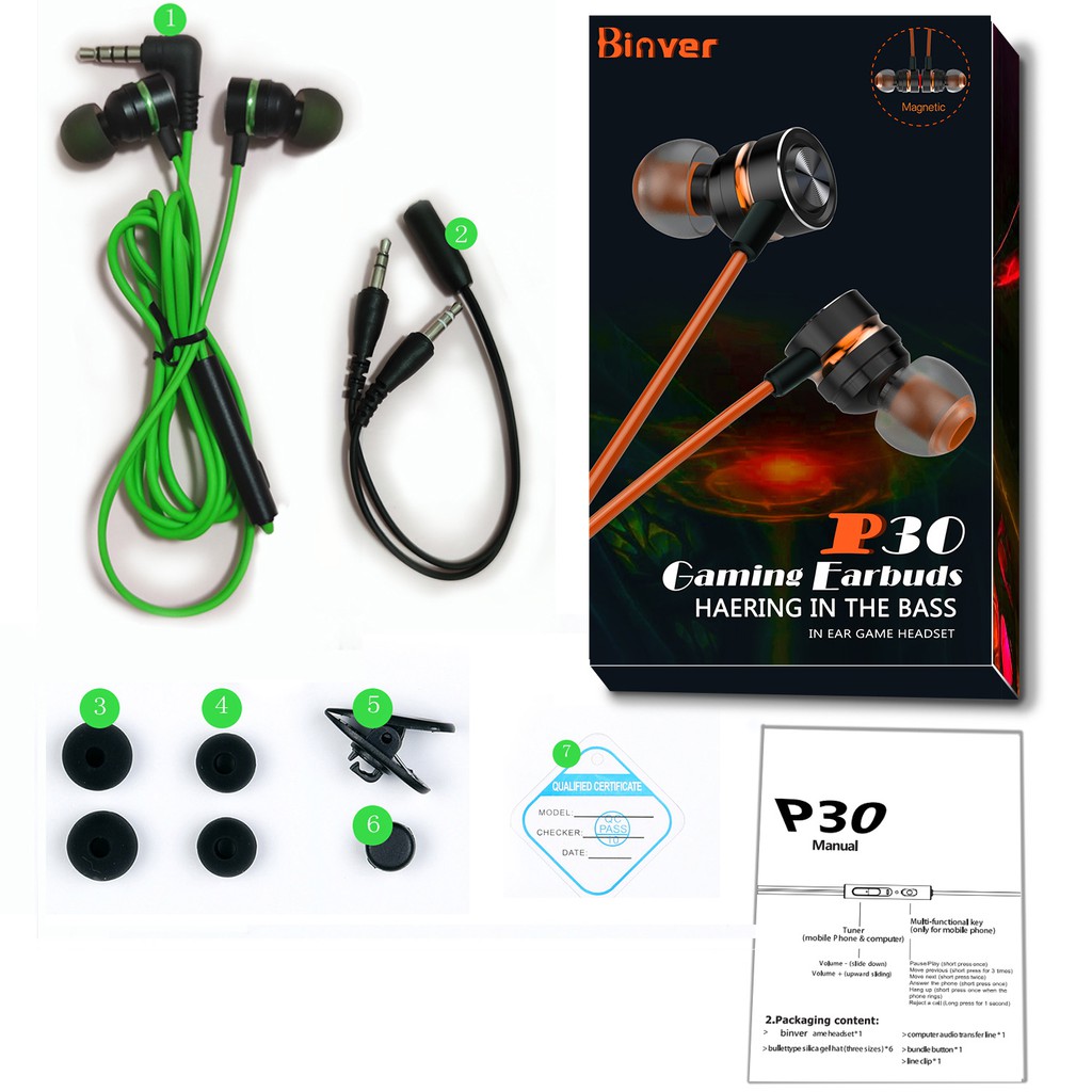 Binver P30 Bass Sport Headset With Microphone Gaming Earphone