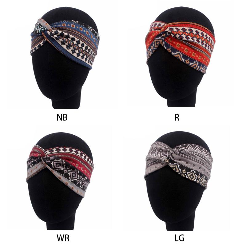 Bandana Turban Elastis Model  Lebar  Silang untuk  Wanita 