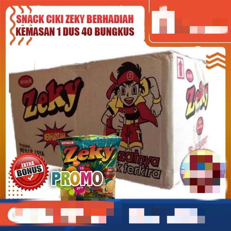 

Snack Ciki Zeky Berhadiah_Kemasan 1 Dus Isi 40 Bungkus