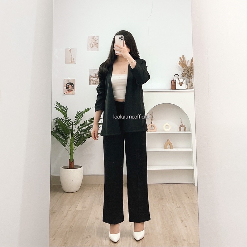 lookatmeofficial • Loui 2in1 Set Blazer + Pants Bahan Scuba Premium