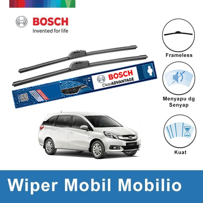 Bosch Sepasang Wiper Mobil Honda Mobilio Frameless Clear Advantage 22&quot; &amp; 16&quot;