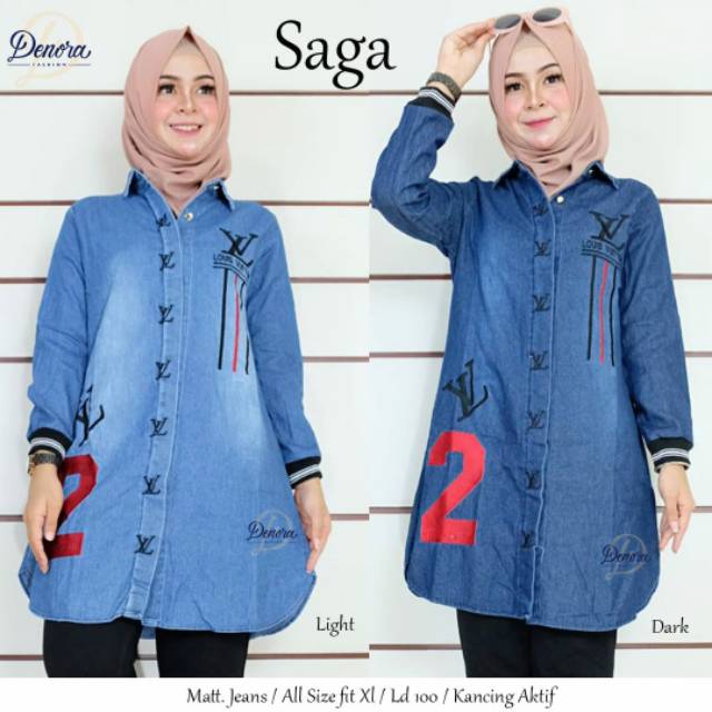 Saga matt jeans all size fit XL LD 100 cm Kancing aktif