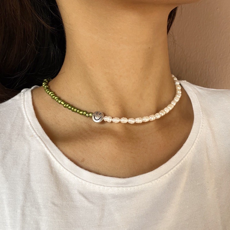 Smiley mixed pearl necklace