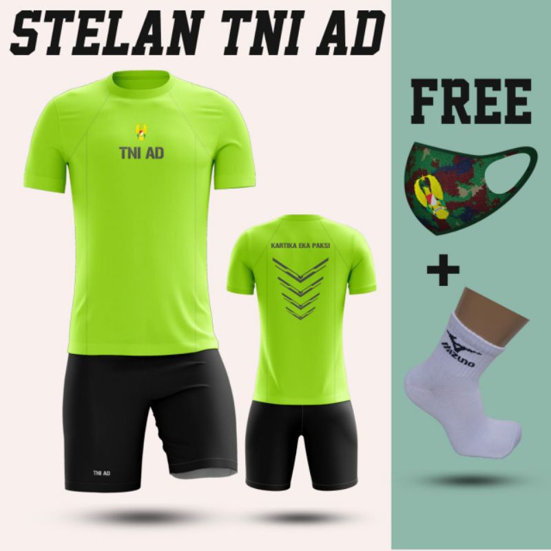 KAOS SETELAN OLAHRAGA TNI AD / BAJU EROBIK TNI AD / PAKAIAN LARI TNI AD BAHAN DRYFIT PREMIUM LENGAN 