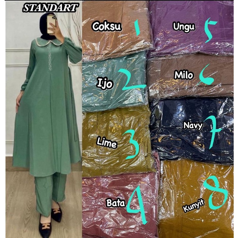 LONGSET KEISYA. ONE SET LONG TUNIK SHAKILA PREMIUM. SETELAN LONG TUNIK SHAKILA PREMIUM. SETCEL LONG 