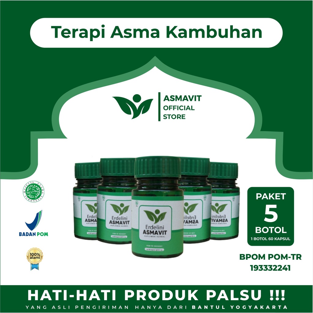 

[100% ORIGINAL] PAKET 5 BOTOL ASMAVIT - HERBAL SPESIALIS UNTUK PENGOBATAN ASMA, SESAK NAFAS, BRONKITIS, DAN ALERGI