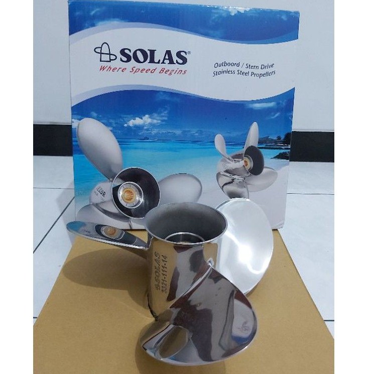 Propeller/baling/kipas SOLAS mesin tempel Yamaha 40pk ukuran 14 in. Stainless
