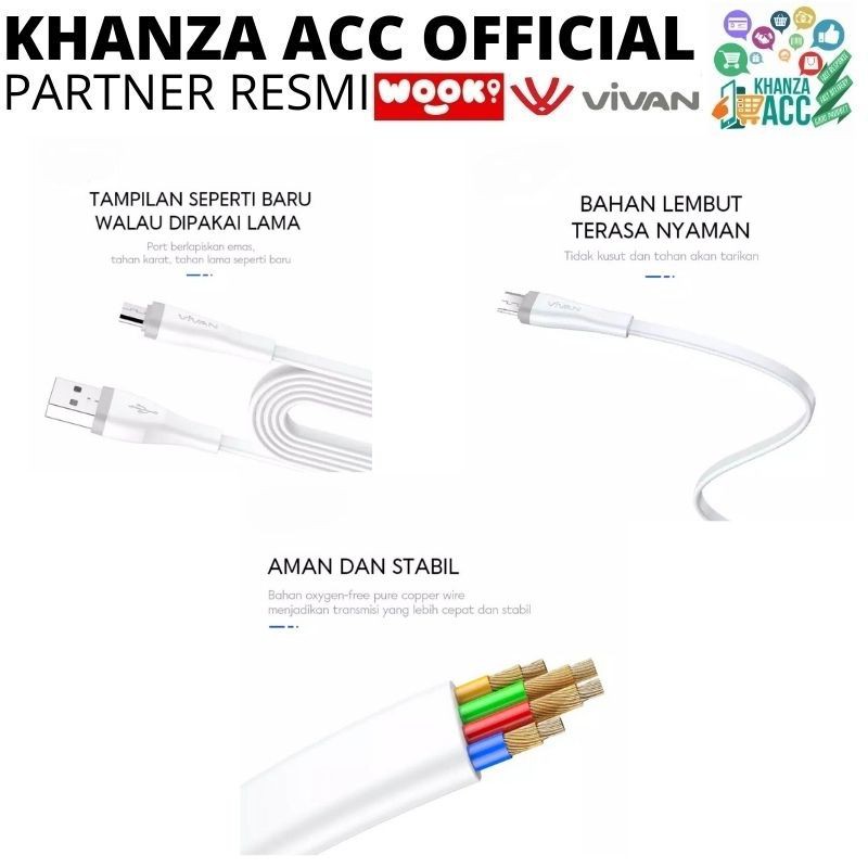 KHANZAACC Vivan SM100S Kabel Data Micro USB Fast Charging For Android 2A 1M