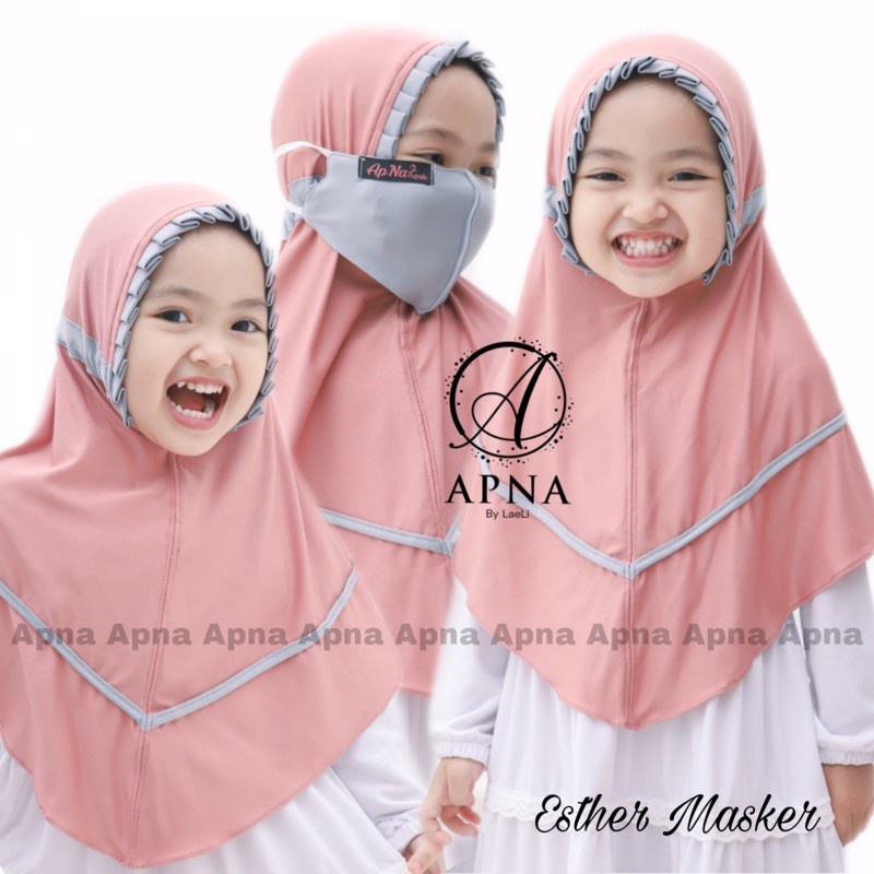 Kerudung Geblus Anak Jersey / Jilbab Anak Simple lucu (Free Masker) usia 3 - 6 tahun