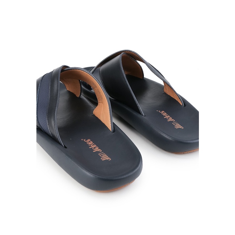 SANDAL CASUAL JIM JOKER PRIA ORIGINAL SLIDE KULIT BIRU NAVY JJ37