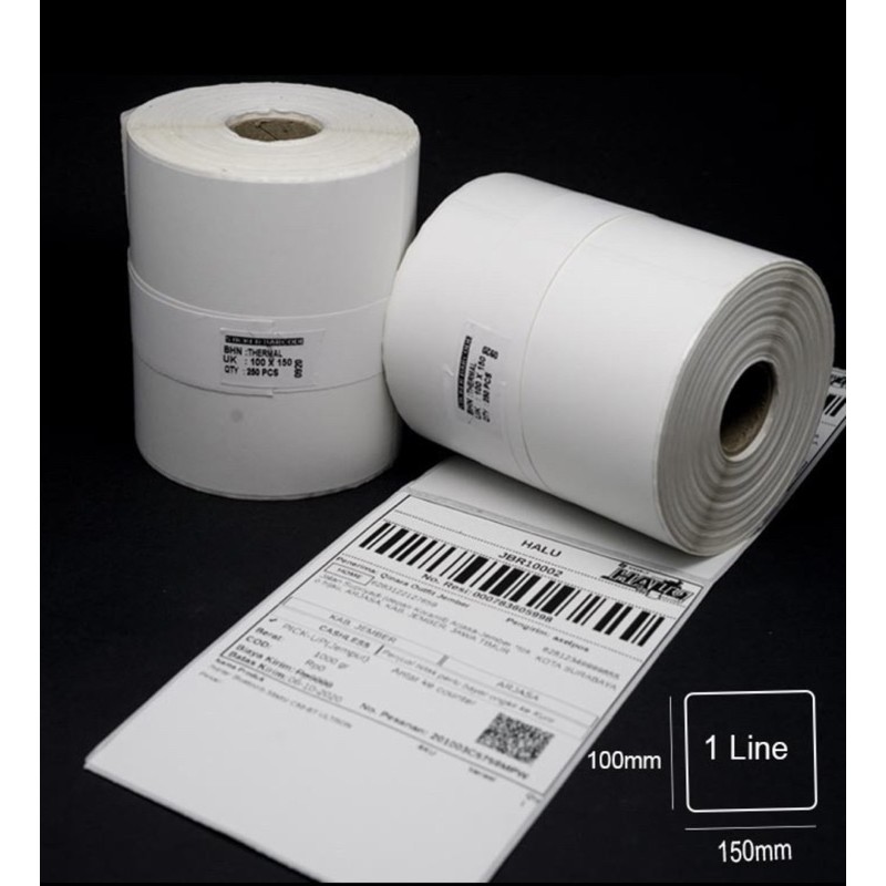 Kertas Stiker Label Thermal ROLL 10x15cm isi 350 Lbr Stiker Barcode Resi Online