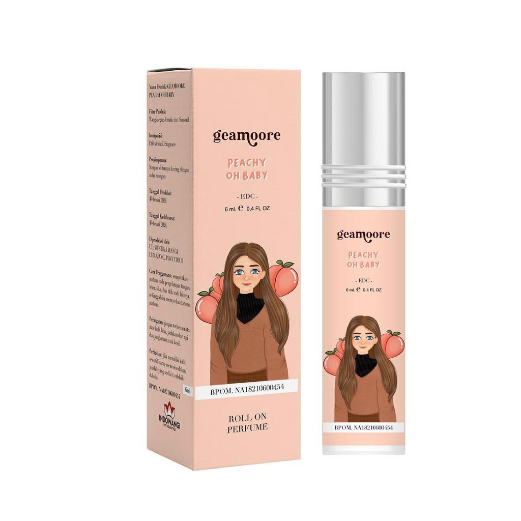 [BUY 3 GET 1 FREE GIFT] INSPIRED PARFUME BY GEAMOORE PARFUME PARFUM ROLL ON 6 ml PARFUM GEAMOORE BPOM ORIGINAL-PEACHY OH BABY