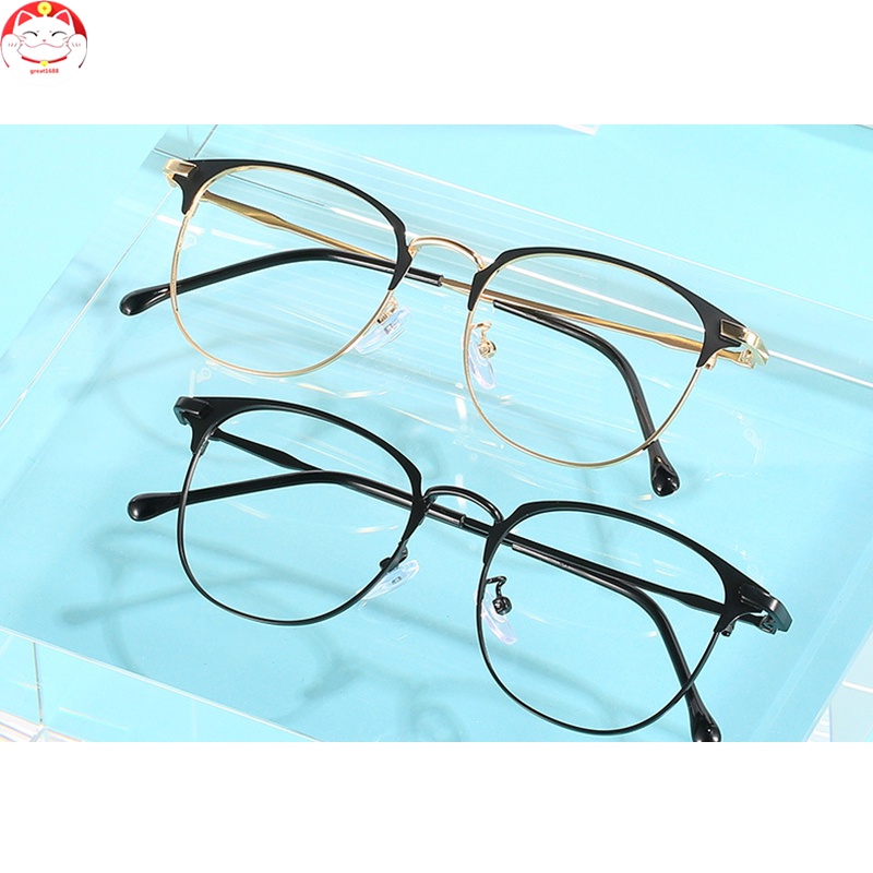 Bluelight-blocking Glasses Outdoor Photochromic Flat Lens 14g Ultralight Retro Style Round Frame for Computer Workers