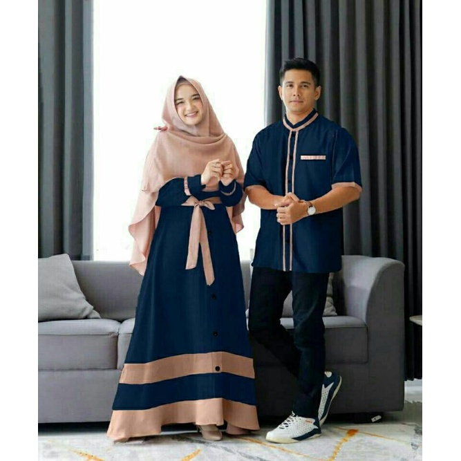CP Couple Maxi Dress Gamis Syari Busui Koko Moscrepe Ameena