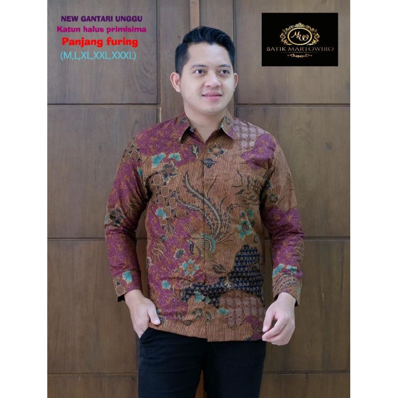 Kemeja Batik Warna Ungu Terbaru Batik Pria Warna Ungu Lengan Panjang Batik Ungu Terbaru GANTARI UNGU