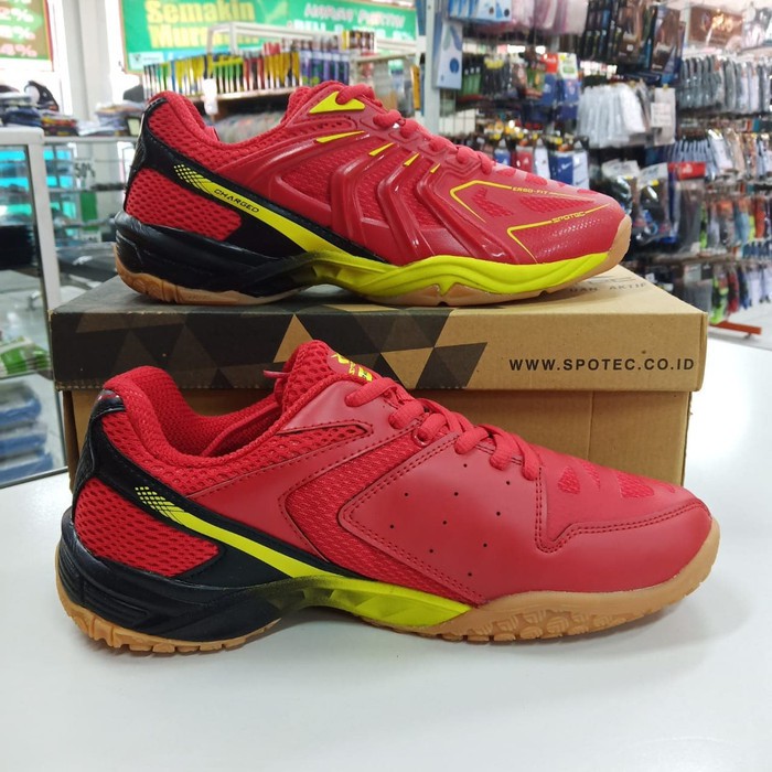 Promo sepatu sapatu badminton bulutangkis spotec horizon merah ori terbaik