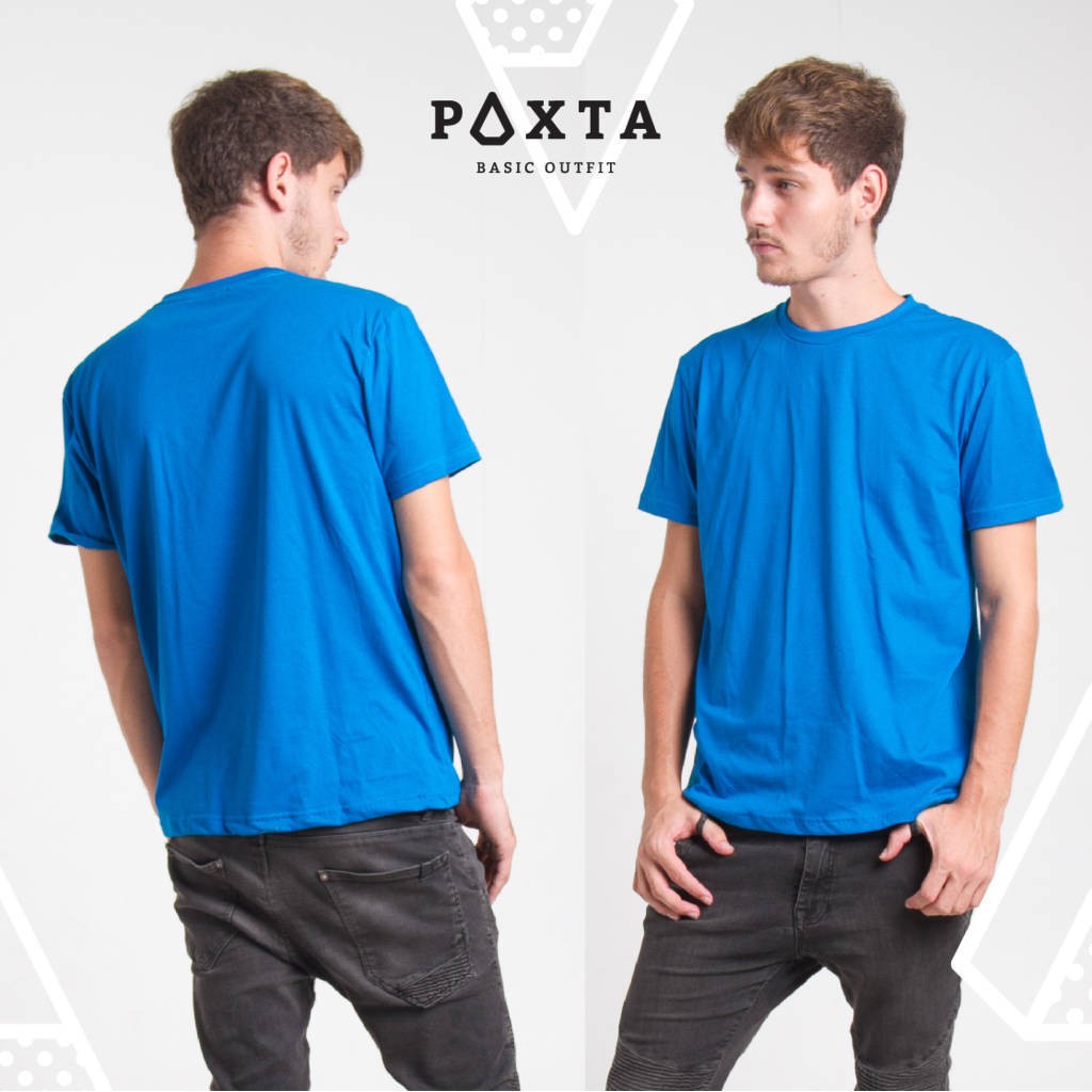 BASIC CREW NECK BLUE - Kaos Tshirt BIRU cewek cowok pria wanita Free Ongkir - PAXTA TEES
