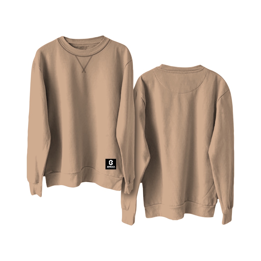 BRIGO Basic Sweatshirt  II Sweater Crewneck Polos BRIGO Sablon DTF Fleece Cotton M-XXL (Pria &amp; Wanita) Free stiker&amp;Gantungan Kunci