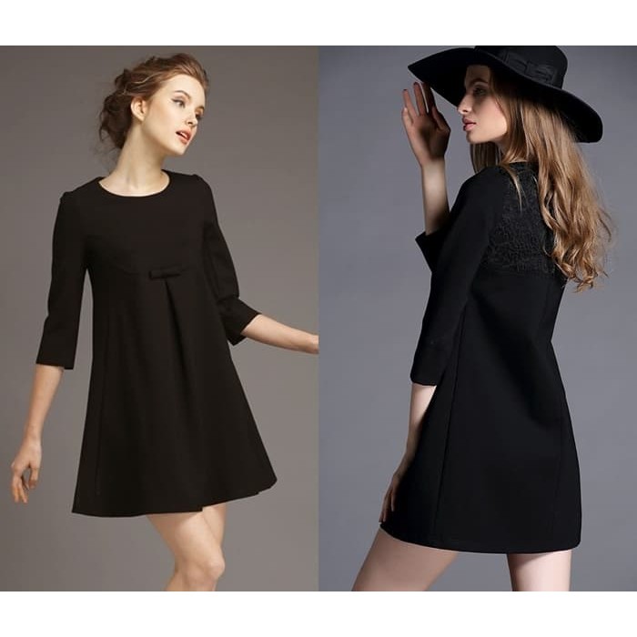 Mini Dress Pesta Gaun Baju Wanita Korea Import Red Black Merah HItam
