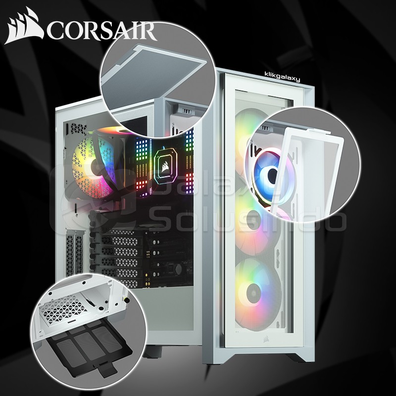 Corsair 4000X iCUE RGB Tempered Glass Mid-Tower ATX Gaming Case - White