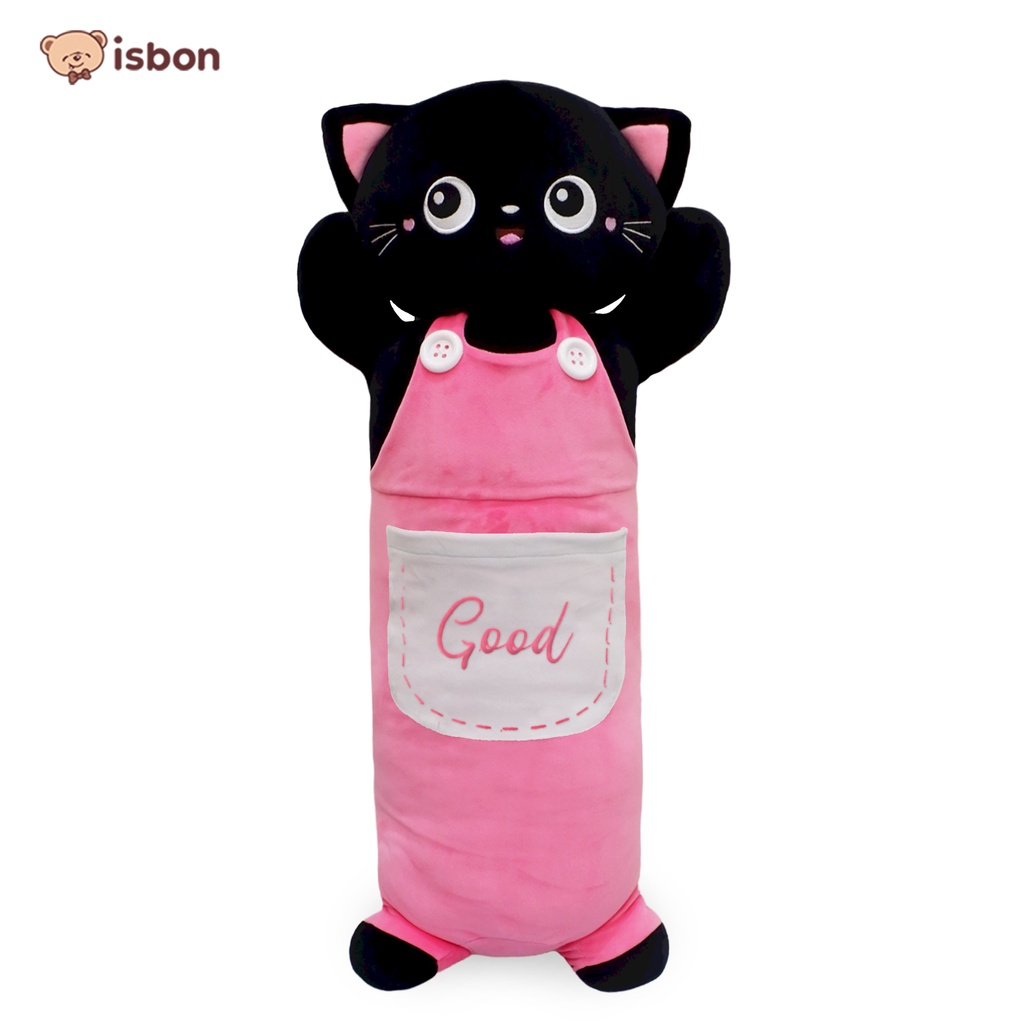 Boneka Guling Jumbo Kucing Cat Black Pink Bolster Lucu Menggemaskan Bahan Premium By ISTANA BONEKA