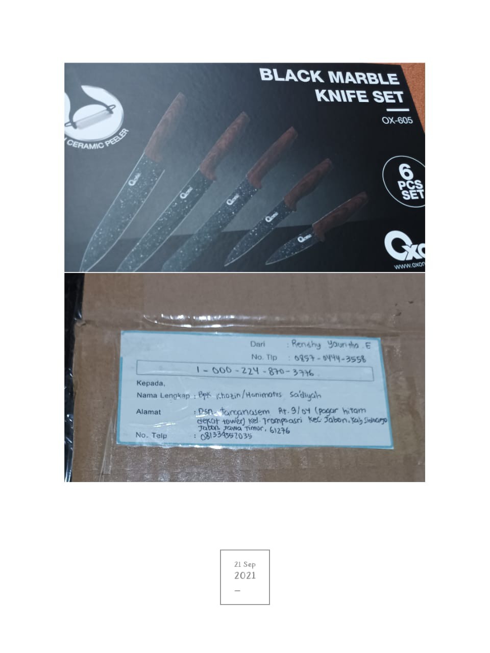 Pisau Oxone Black Marble Set Ox 605