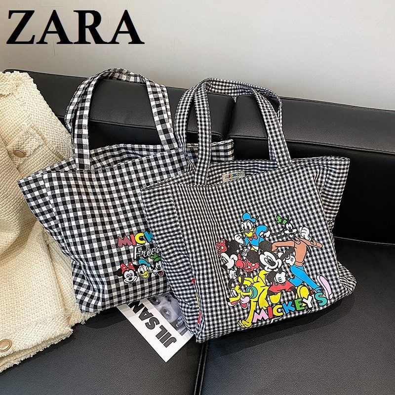 61176 Tas Wanita Import ZARA x Disney Mickey Tote Bag. Bahan Canvas