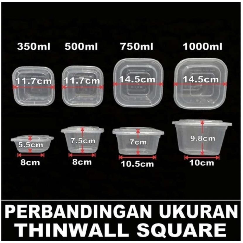 THINWALL SQUARE 500 ML / THINWALL KOTAK 500 ML SALAD BUAH