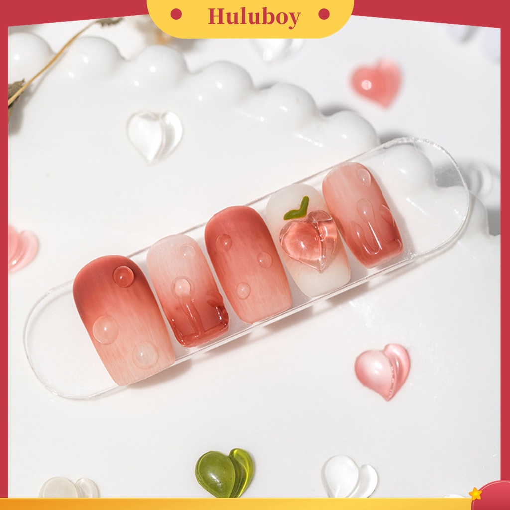 Huluboy Huluboy♡ 25 Pcs Ornamen Kuku Bentuk Hati Peach 3D Serbaguna Bahan Resin Untuk Nail Art Charms Wanita