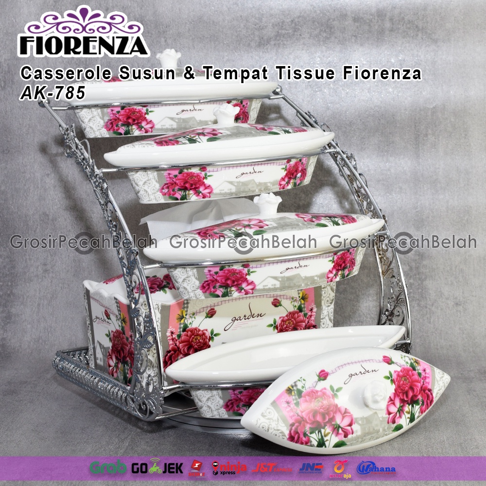 Prasmanan Putar Wadah Saji Keramik Rak Motif Bunga Fiorenza AK-785